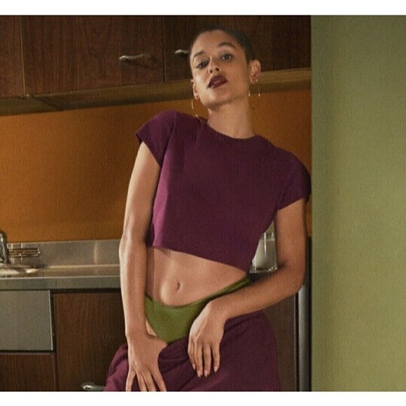 Savage X Fenty Women's Xssential Baby Pocket Tee Purple  XLarge Crop Top Short - Picture 3 of 9